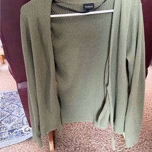 Torrid Sage Green Ribbed Cardigan